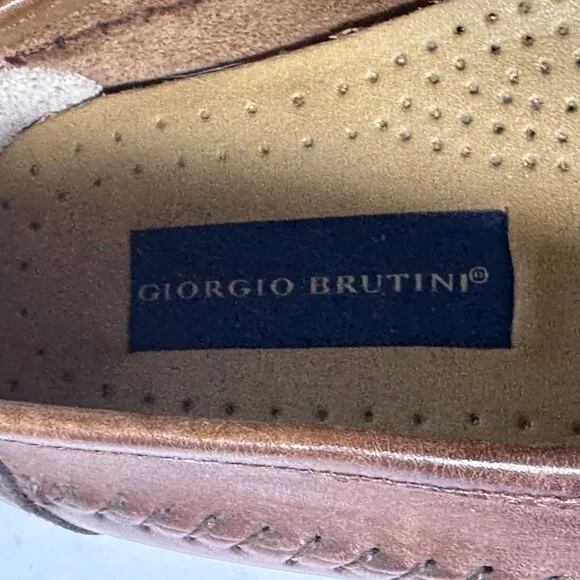 Giorgio Brutini Brown Tassel Leather loafers Shoes Men 10.5 Slip Ons Prep Casual - Picture 5 of 13